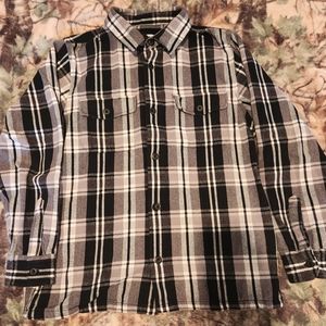 Plaid Long Sleeve Flannel Button Up Shirt Jacket Cotton Men's Size Large